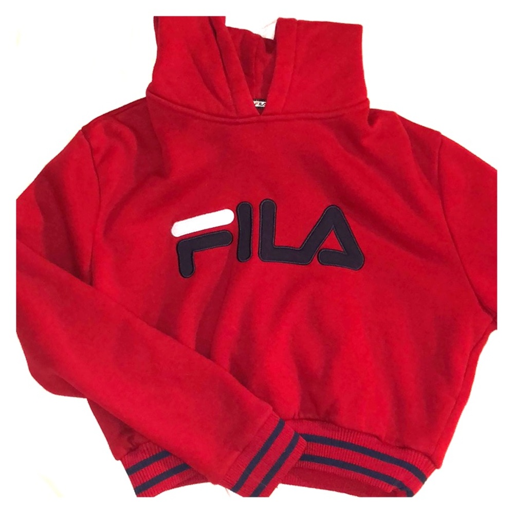 Cropped Red FILA Hoodie
